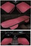 Black Edged Burgundy Leather Car Seat Cushion |   White Embroidered Car Seat Protector Sitting Cushion