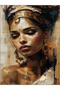 Semih Collection Abstract Woman Portrait in Coffee Tones Patterned Woven Base Modern Decorative Carpet 10 - 4