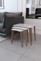 Nesting Coffee Table & Side Table 3-Piece Wooden Leg Coffee Table - White Marble Pattern