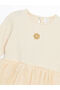 Lcw Kids Beige Crew Neck Floral Girls' Dress - 3