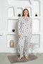 Gray Floral Print Large Size Women's Long Sleeve Materni Pajamas Set - 100% Cotton Combed Cotton Seasonal - 5