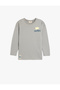 Slogan Printed Cotton Long Sleeve Oversize T-Shirt