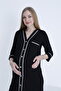 Pregnant and Maternity Knitted Nightgown with Front Button and Stripe Detail - 5