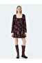 Lace-Up Neckline Long Balloon Sleeve Flounces Mini Dress - 3