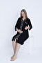 Pregnant and Maternity Knitted Nightgown with Front Button and Stripe Detail - 4