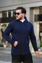 3 Thread Zippered Cotton Sweatshirt Navy Blue - 3