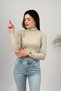 Women's Plush Long Sleeve Half Turtleneck Body Soft 1 Piece Beige - 4