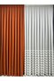 Matsu Orange Cotton Background Curtain 1/3 Close Pleat - 2