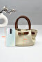 Lined Women's Hand and Shoulder Bag with Mini Size Front Lock and Spring Detail - 4