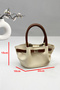 Lined Women's Hand and Shoulder Bag with Mini Size Front Lock and Spring Detail - 3