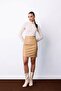 Raised Leather Skirt - Beige