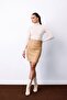 Raised Leather Skirt - Beige - 2