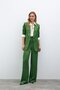 Patterned Satin Trousers - Green - 2