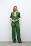 Patterned Satin Trousers - Green - 6