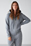 Carlota Women's Fleece Inside Organic Fabric Metal Zippered Hooded Soft Blue Sweatshirt - 5