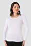 2 Pcs Women's White T-Shirt Crew Neck Long Sleeve Undershirt Badi 100% Cotton Rib - 2