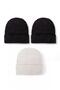 Unisex Folded Black, White and Black 3-Piece Beret Set - 2