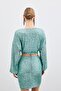 Sequined Double Breasted Blouse - Mint - 8