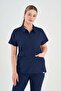 Lycra Navy Blue Polo Neck Suit - 2