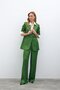 Patterned Satin Trousers - Green - 4