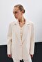 Front Single Button Long Jacket - Beige - 3