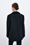 Front Single Button Long Jacket - Black - 8