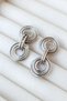 Silver Embroidered Hoop Design Earrings Casual Evening Dress Earrings - 4