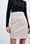 Raised Leather Skirt - Stone - 5