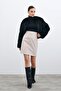 Raised Leather Skirt - Stone - 4