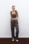 Loose Leather Trousers - Dark Brown - 3