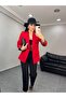 Women's Shawl Neck Button-Free Pocket Leopard Pattern Lined Foldable Sleeve Blazer Jacket