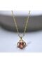 Stylish Necklace with Pink Stones, Steel, Tarnish, Stainless - 4
