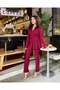Women's Side Pleated Design Jacket Pants Suit - 2