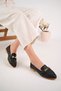 Foxy Black Women's Ballerina Buckle Casual Shoes Stylish Comfortable Orthopedic Daily Shoes - 5