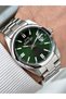Special Design Silver-Green Color Steel Band Men's Wrist Watch with Calendar 2513.04
