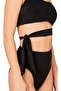 Women's High-Waist Black Bikini Set with Side Tie Detail - 3