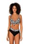 Women's Plus Size Wired Black and White Patterned Bikini Set - 3
