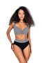 Women's Large Size Underwire Black and White Patterned Bikini Set