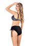 Women's Plus Size Underwire Black Patterned Bikini Set - 3