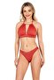 Women's Red Bikini Set with Chain Accessories
