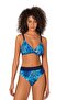 Blue Leopard Patterned Women's Bikini Set - Gathering Features