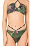 Women's Green Leaf Patterned Glittery Tunnel Bikini Set - 2