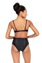 Women's Underwire Textured Black High Waist Bikini Set - 2