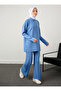 Ribbed Knitwear Set with Chest and Trousers - Blue - - 3
