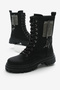 Women's Black Matte Thermo Sole Side Stone Lace up and Zippered Boots