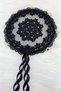 Black Floral Shiny Stone Bridal Tambourine, Wedding Henna Promise Circumcision Bachelorette Bride with Bell 25cm, 1 Piece - 6