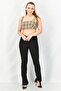 Women Square Neck Sleeveless Checkered Cropped Top, Khaki - 3