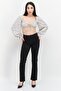 Women Tie Neck Balloon Sleeve Floral Pattern Crop Top, Multicolor - 4