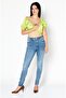 Women Scoop Neck Short Sleeve Cut Out Back Top, Lime Green - 3