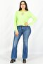 Women Halter Neck Long Sleeve Rib Textured Top, Lime - 3